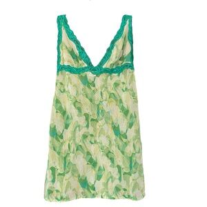 Victoria's Secret Stretchy Mesh Green Chemise Lace Trim size Large